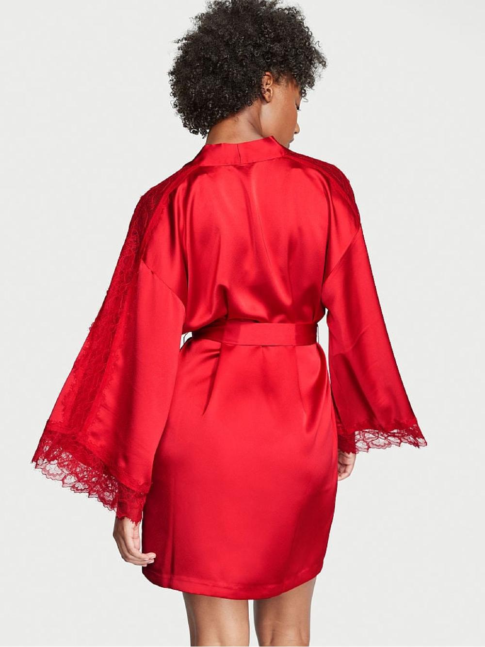 seraphine Victoria's Secret Lipstick Red Lace Inset Robe