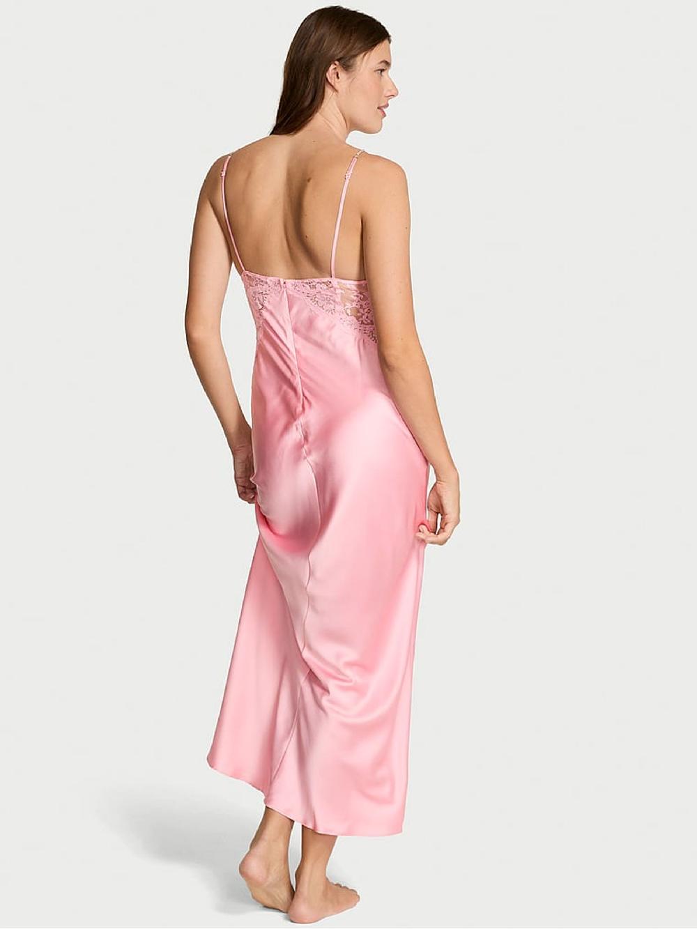 seraphine Victoria's Secret Petal Pink Twinkle Satin Maxi Slip