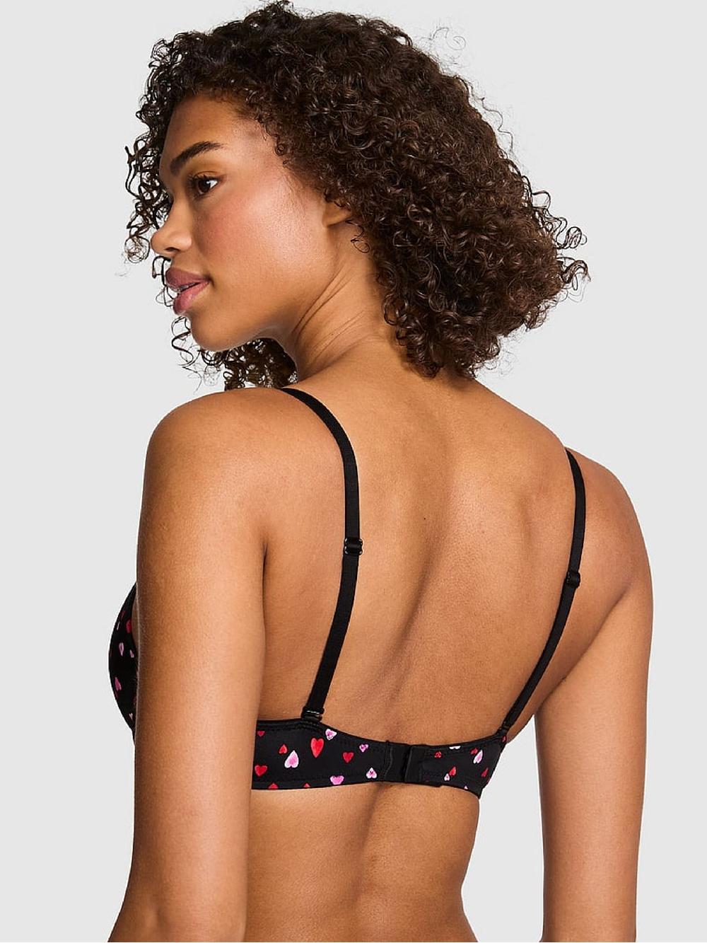 seraphine Victoria's Secret PINK Black Heart Print Push Up Bra