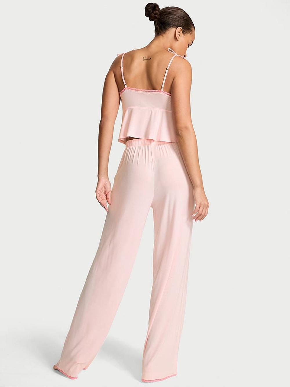 seraphine Victoria's Secret Pink Bow Modal Cami & Wide Leg Trousers Set