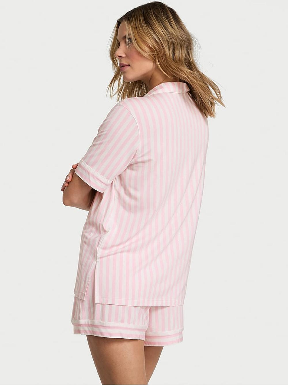 seraphine Victoria's Secret Pretty Blossom Pink Iconic Stripe Modal Short Pyjama Set