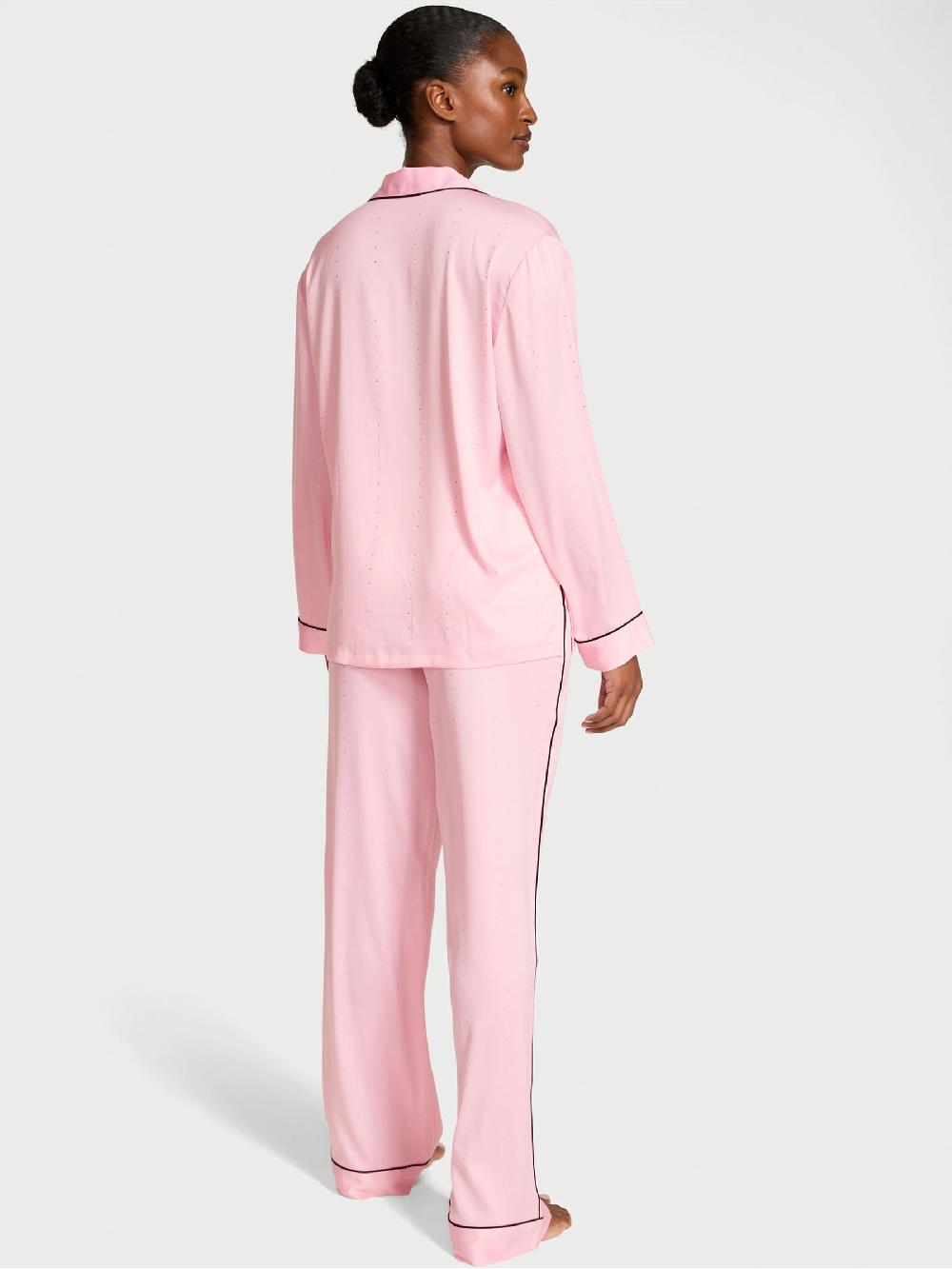 seraphine Victoria's Secret Pretty Blossom Pink Satin Shine Long Pyjamas Set