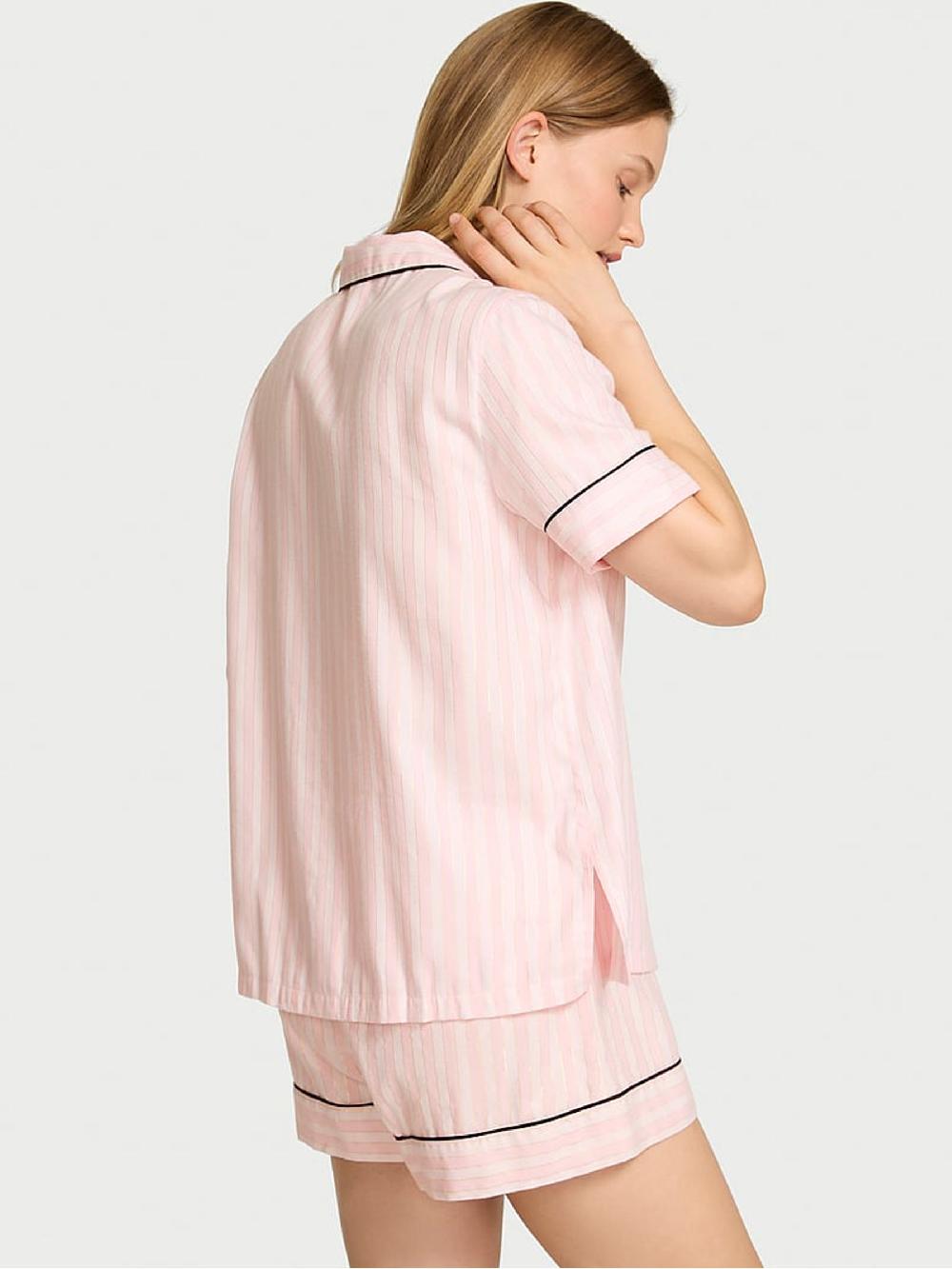 seraphine Victoria's Secret Pretty Blossom Pink Stripe Flannel Short Pyjamas Set