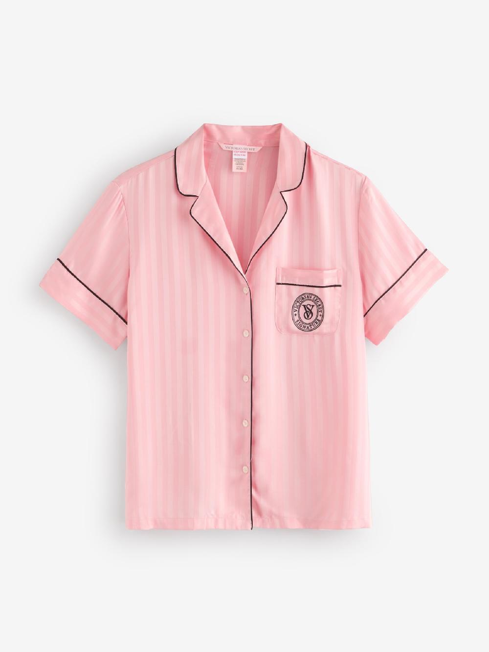 seraphine Victoria's Secret Pretty Blossom Pink Stripe Satin Short Pyjama Set