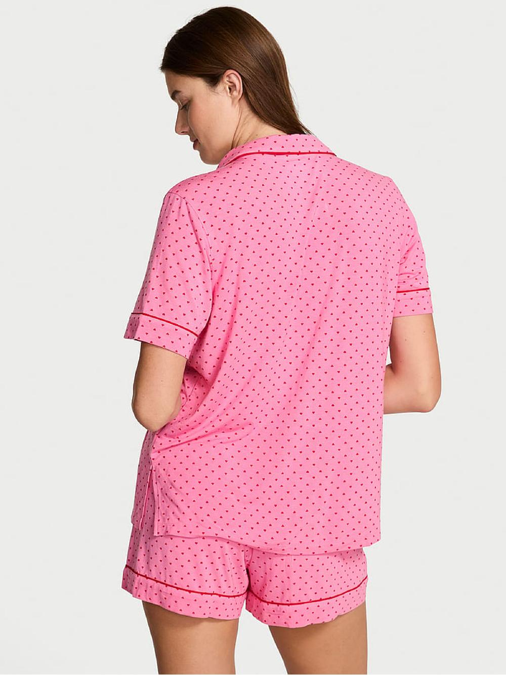 seraphine Victoria's Secret Red & Pink Tiny Hearts Modal Short Pyjamas Set