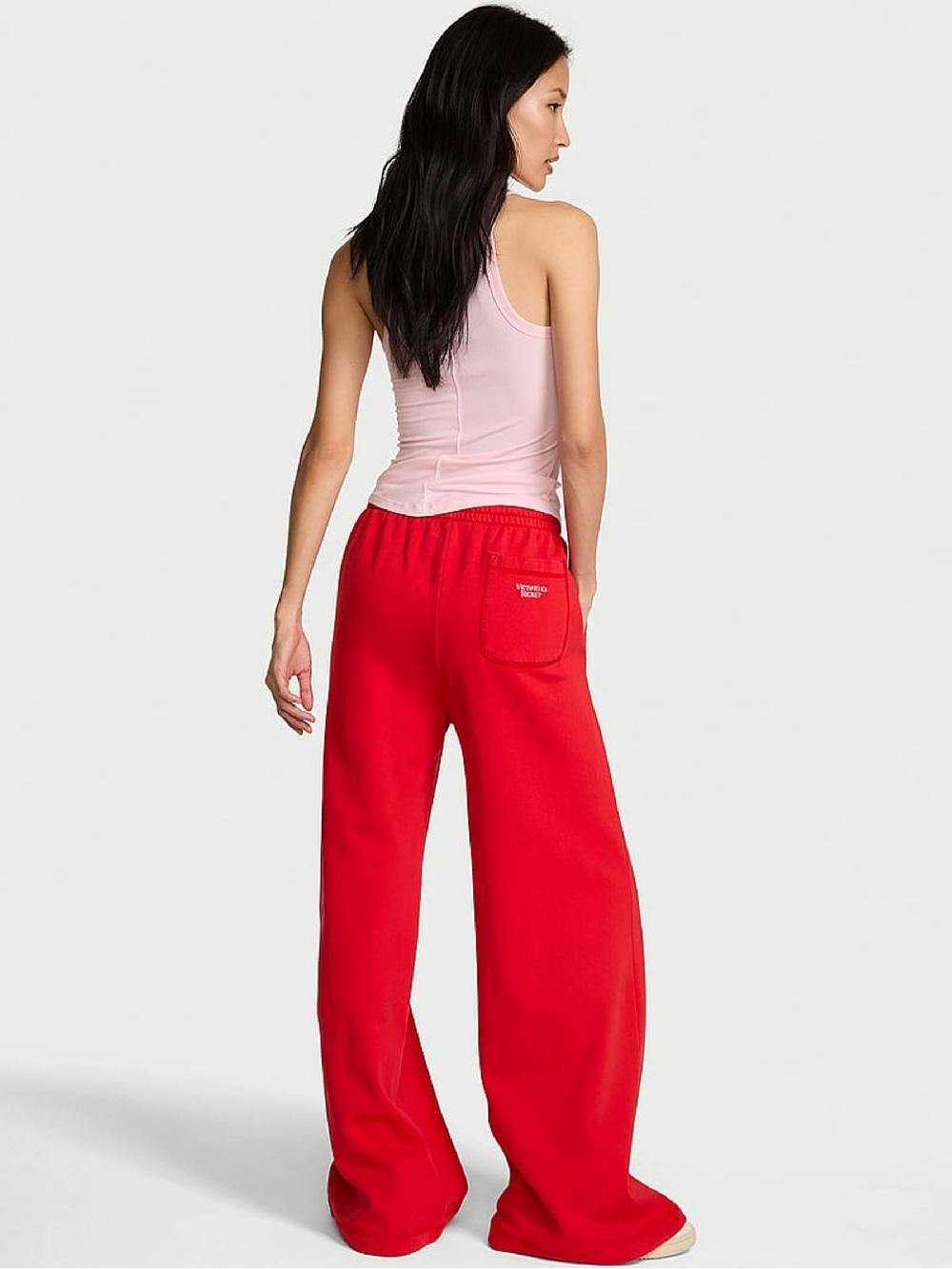 seraphine Victoria's Secret Washed Lipstick Red Fleece Wide Leg Joggers