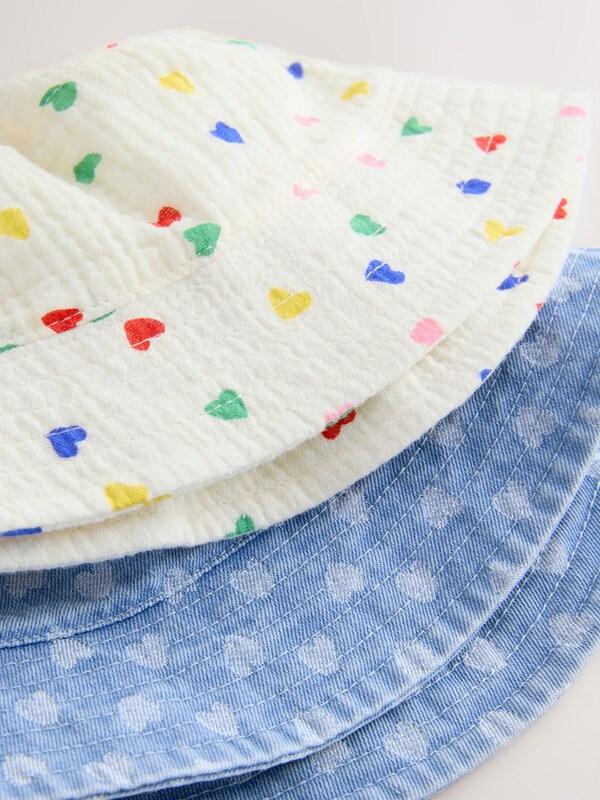 Seraphine White/Blue Baby Bucket Hats 2 Pack (0mths-2yrs)