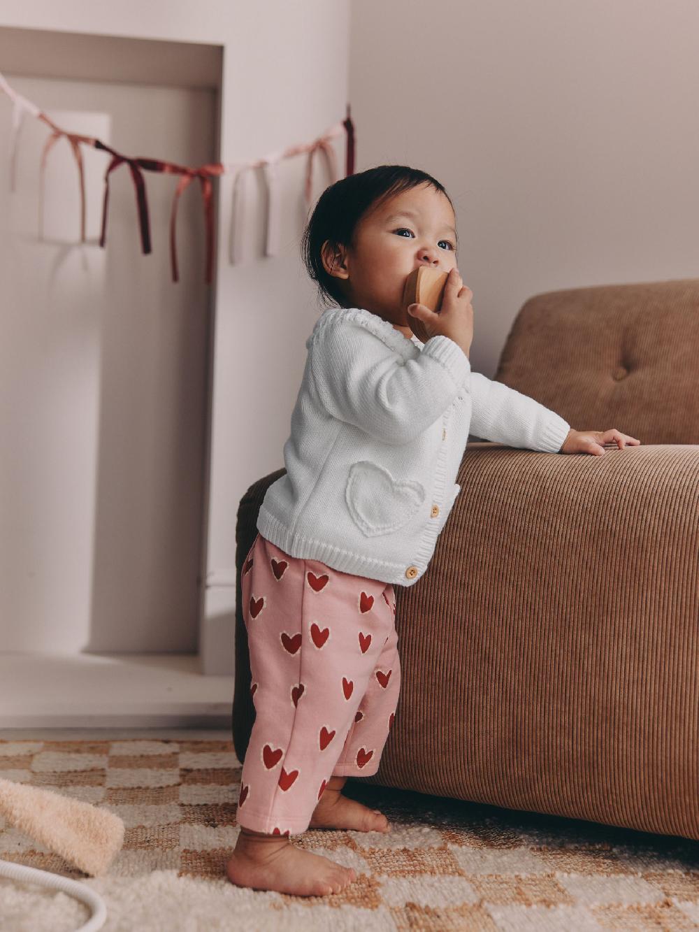 seraphine White Heart Pocket Button Through Baby Cardigan (0mths-2yrs)