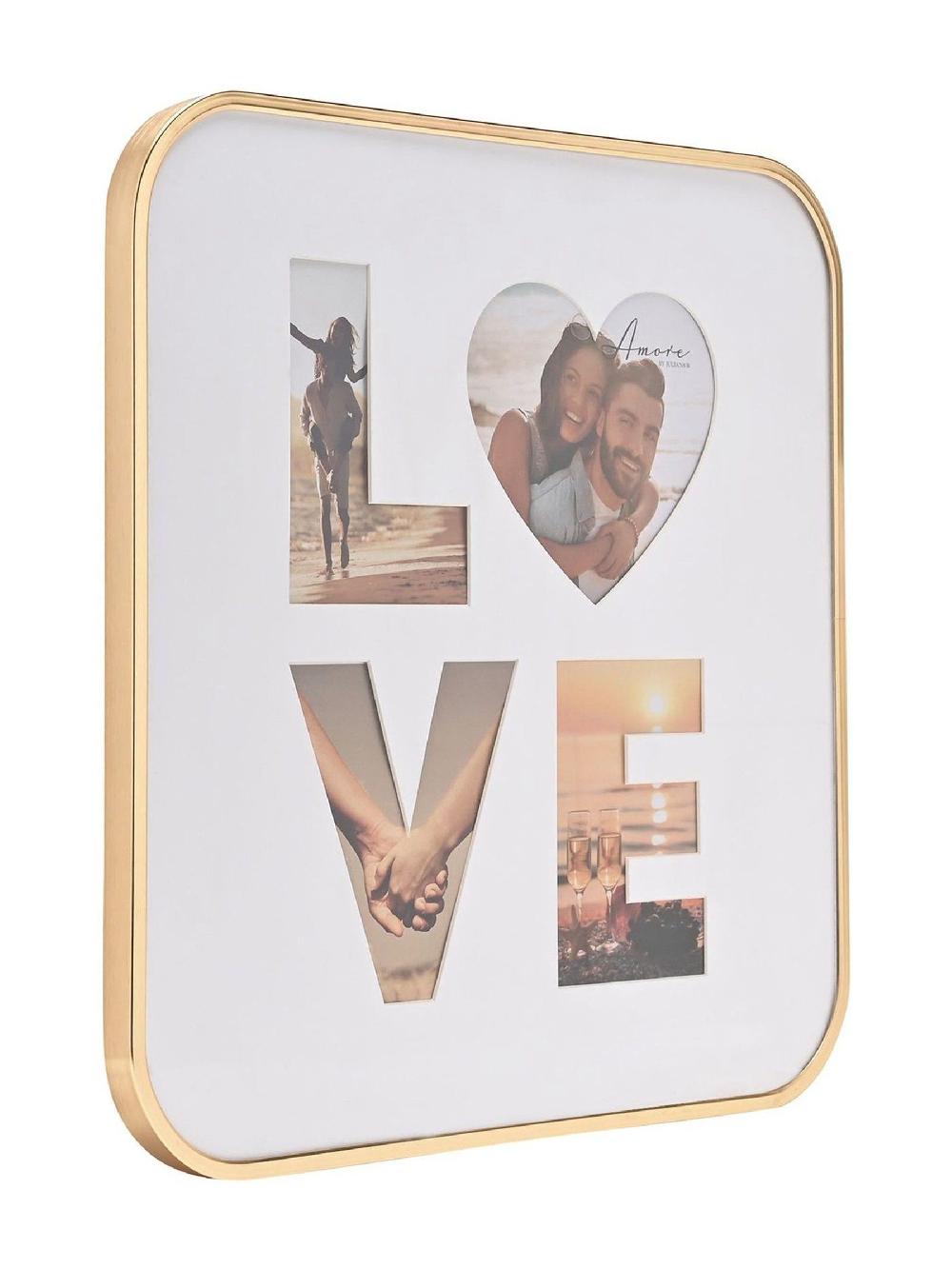 seraphine Widdop Gold Love Collage Frame Holds 4 Photos - 16" x 16