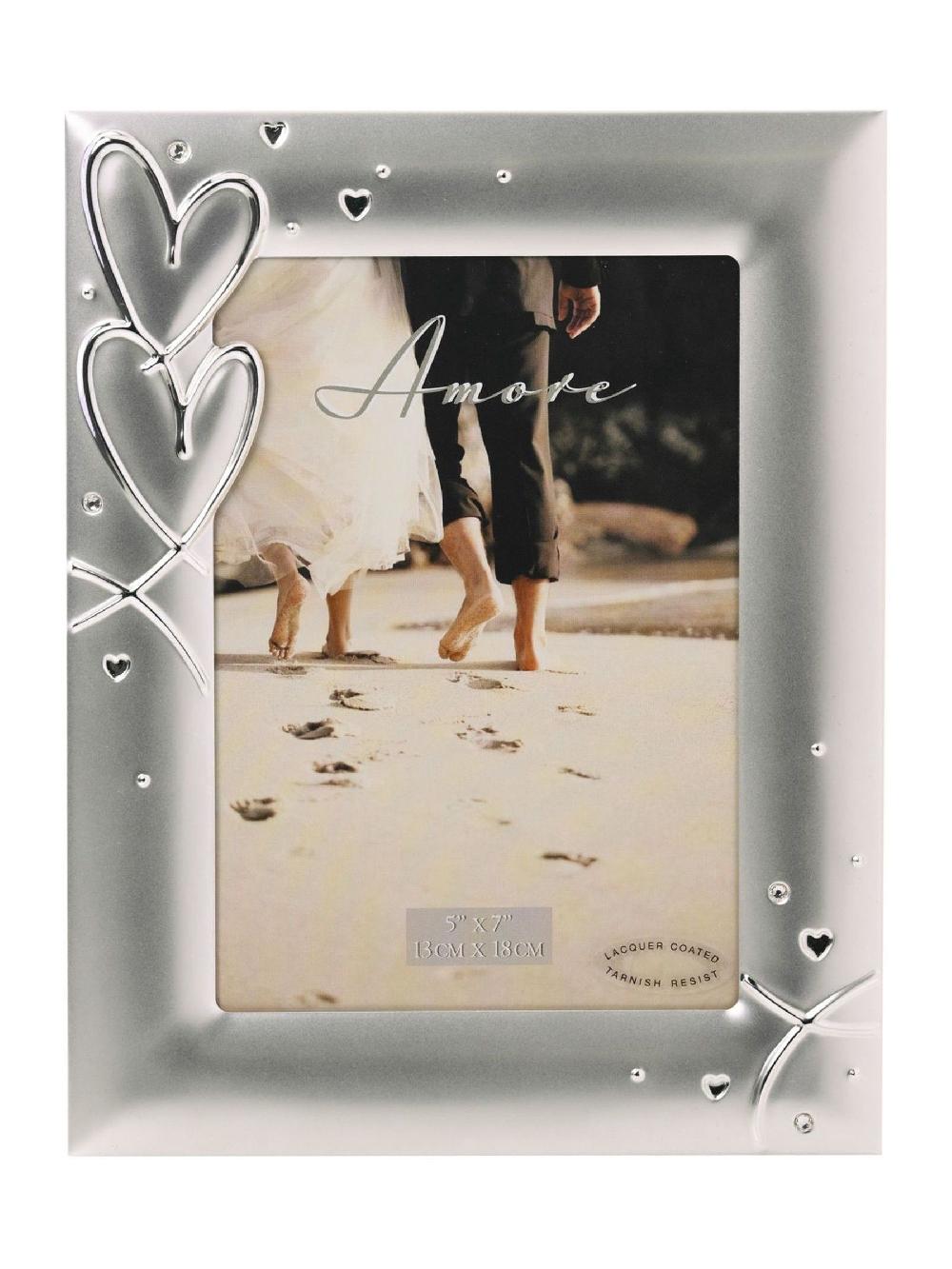 seraphine Widdop Silver Amore Frame with Hearts Crystals 5 7
