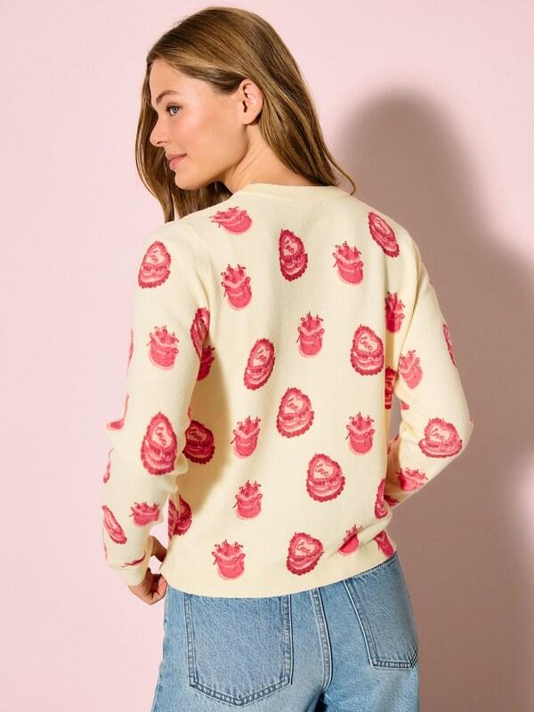 Seraphine Yellow Heart Cake Pattern Supersoft Knitted V-Neck Cardigan
