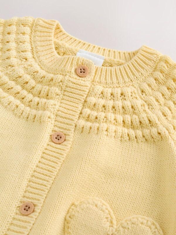 Seraphine Yellow Heart Pocket Button Through Baby Cardigan (0mths-2yrs)