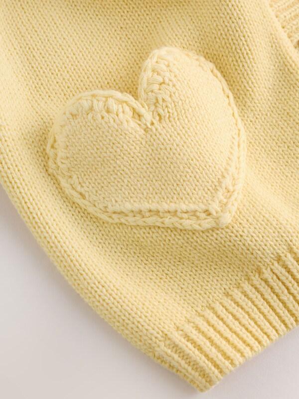 Seraphine Yellow Heart Pocket Button Through Baby Cardigan (0mths-2yrs)