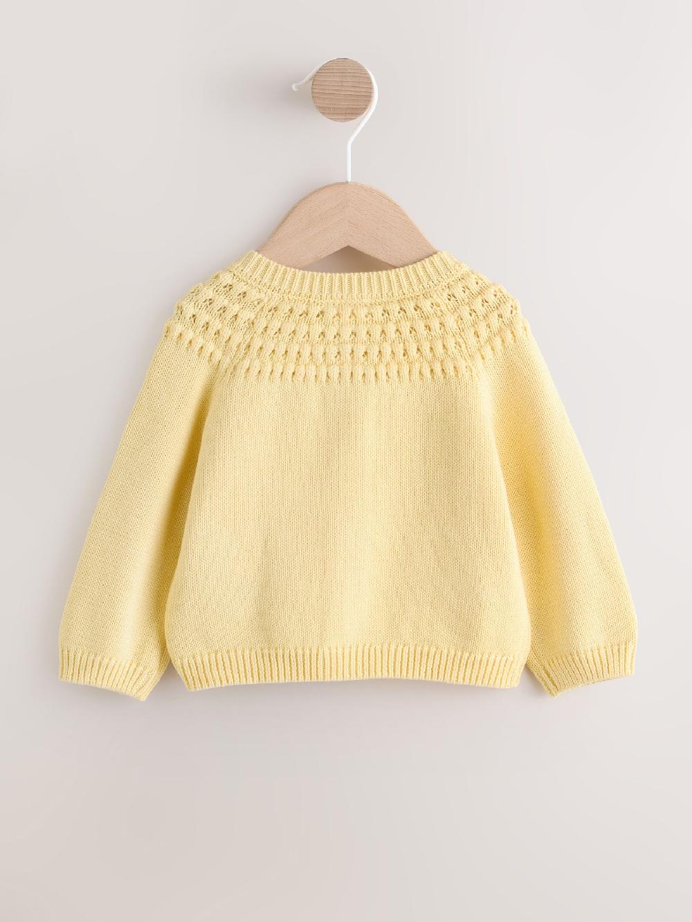 seraphine Yellow Heart Pocket Button Through Baby Cardigan (0mths-2yrs)