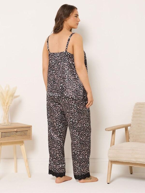 Seraphine Yours Curve Black Satin Lace Cami Pyjamas Set