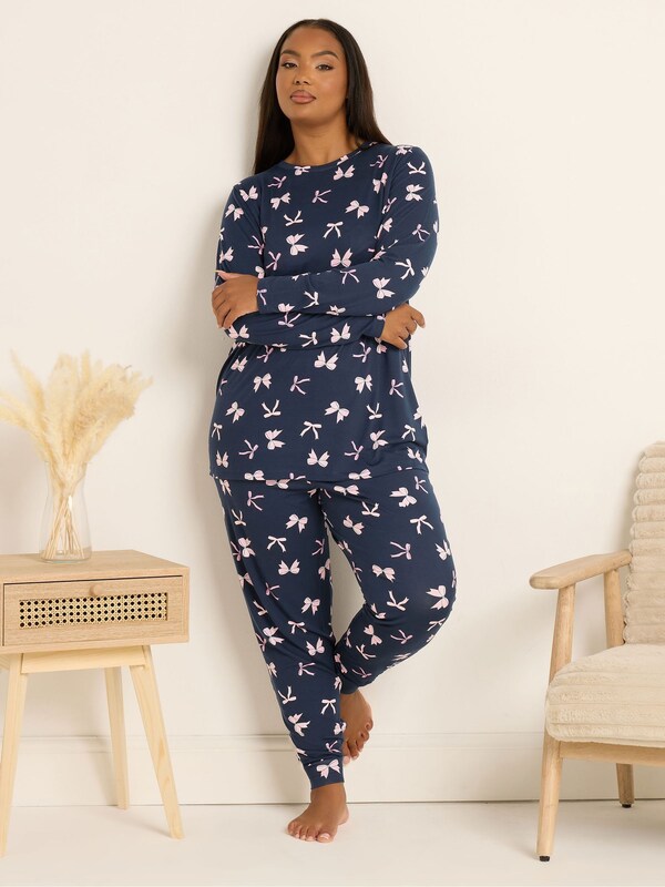 Seraphine Yours Curve Blue Soft Touch Long Sleeve Pyjamas Set