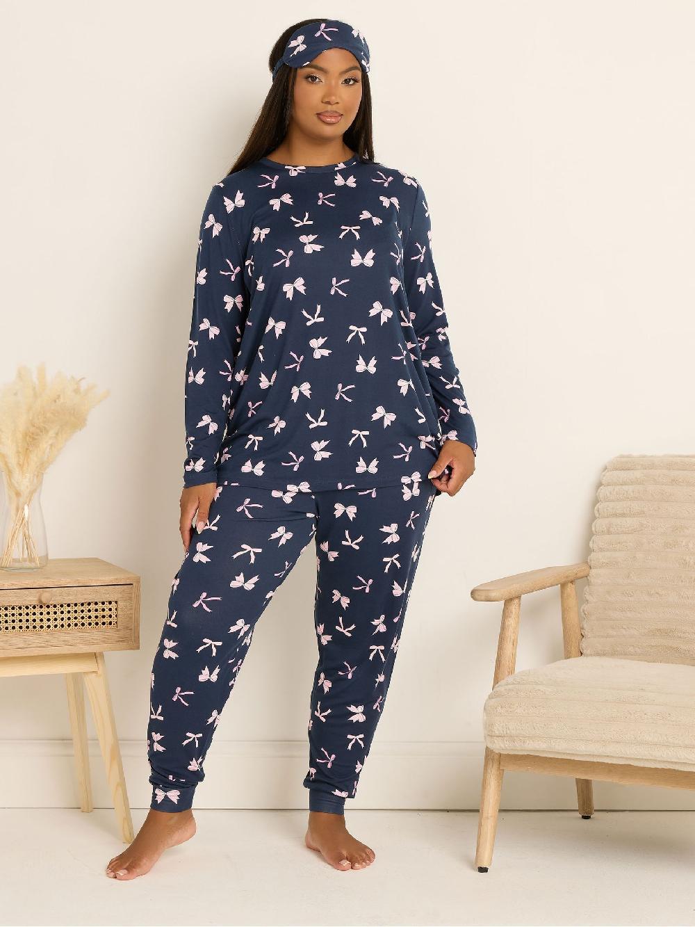 seraphine Yours Curve Blue Soft Touch Long Sleeve Pyjamas Set