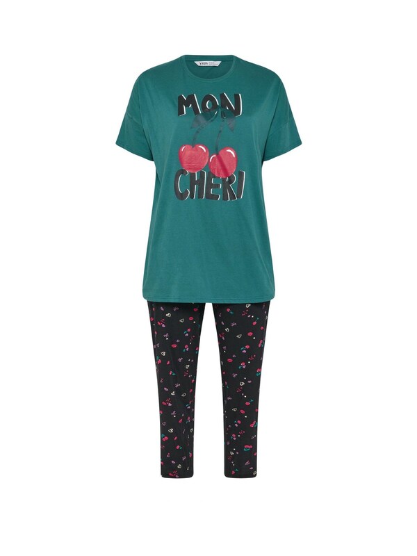 Seraphine Yours Curve Green Short Sleeve Wide Leg Pyjamas Set