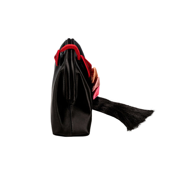 Serena Uziyel Alessa Black & Multicolor Tassel Pouch Bag Pouch Bags