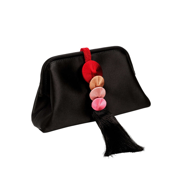 serena uziyel Alessa Black & Multicolor Tassel Pouch Bag Pouch Bags