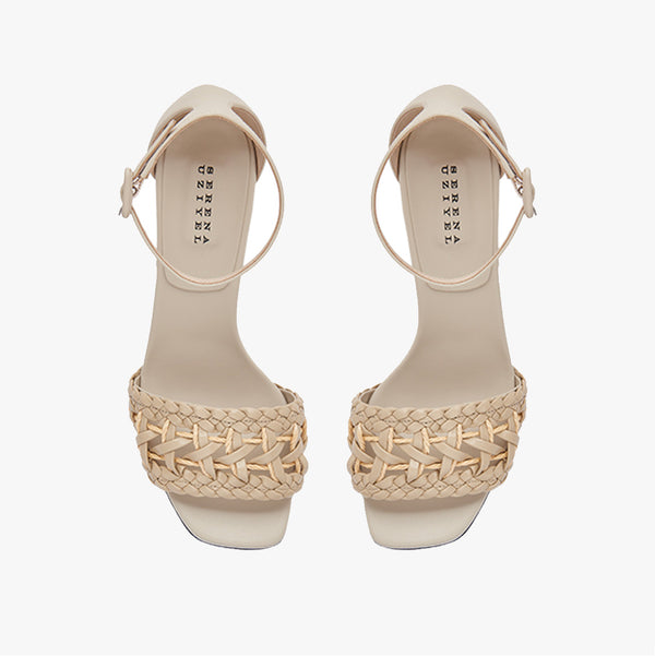 Serena Uziyel Almeria Nude Ankle Block-Heel Sandal Mid-Heels