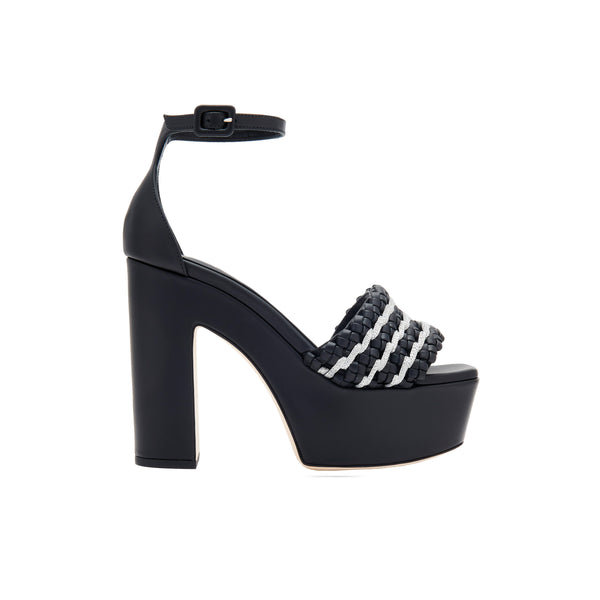 serena uziyel Aurnia Black Platform Ankle Sandal Platforms