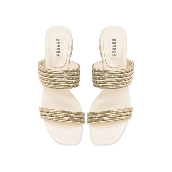 Serena Uziyel Bellina Ivory Two Strap Mid-Heel Sandal Mid-Heels