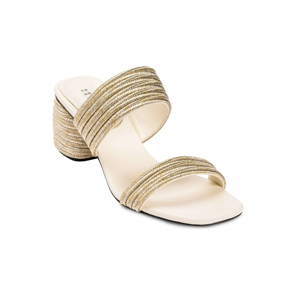 Serena Uziyel Bellina Ivory Two Strap Mid-Heel Sandal Mid-Heels