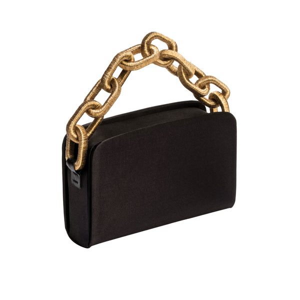 serena uziyel Catena Black & Gold Two Sided Bag Handbags