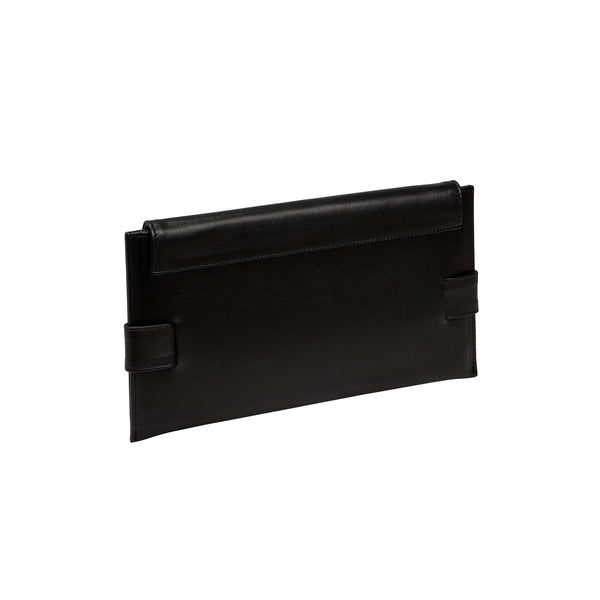 Serena Uziyel Catena Black Leather Envelope Gusset Clutch Clutch Bag