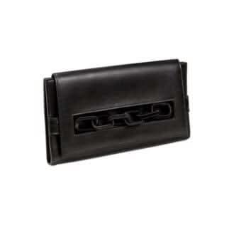 serena uziyel Catena Black Leather Envelope Gusset Clutch Clutch Bag