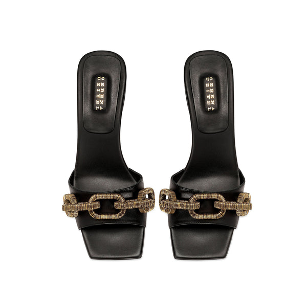 Serena Uziyel Catena Black Mid-Heel Sandal Mid-Heels