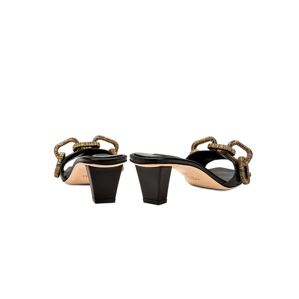 Serena Uziyel Catena Black Mid-Heel Sandal Mid-Heels
