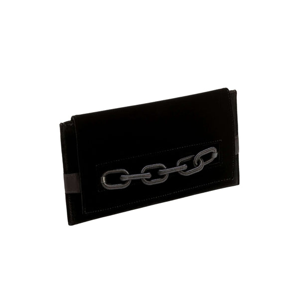 serena uziyel Catena Black Velvet Envelope Gusset Clutch Clutch Bag