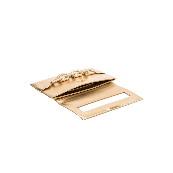 Serena Uziyel Catena Gold Envelope Clutch Clutch Bag