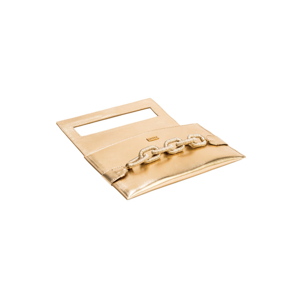 Serena Uziyel Catena Gold Envelope Clutch Clutch Bag