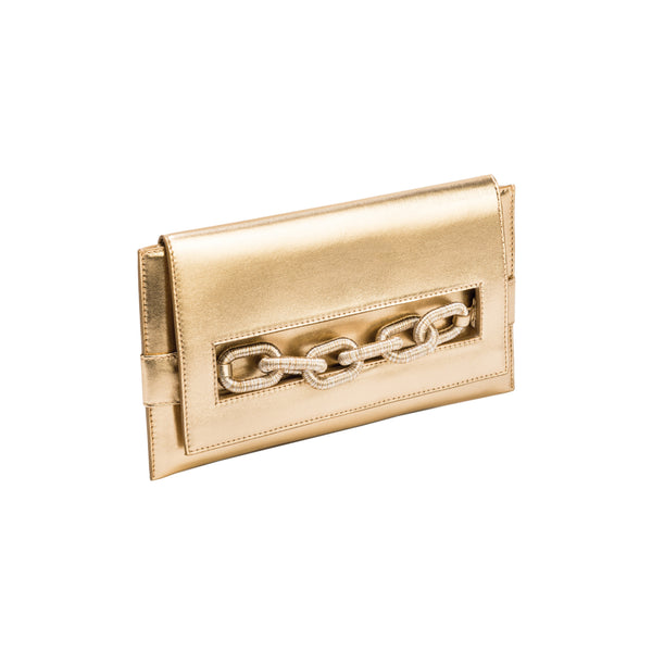 serena uziyel Catena Gold Envelope Clutch Clutch Bag