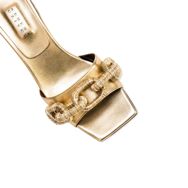 Serena Uziyel Catena Gold Mid-Heel Sandal Mid-Heels
