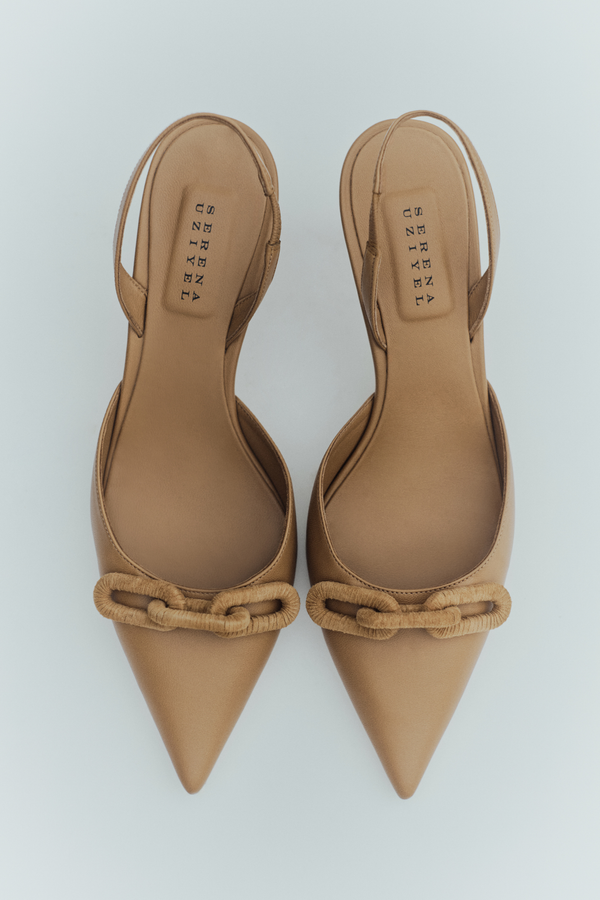Serena Uziyel Catena Latte Mid-Heel Slingback Pump Mid-Heels