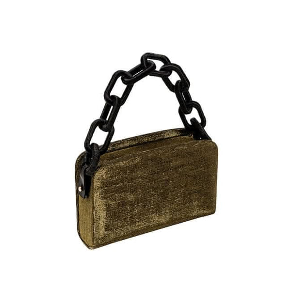 serena uziyel Catena Metallic Olive Iridescent Two Sided Bag Handbags