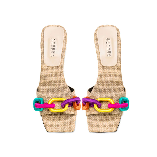 Serena Uziyel Catena Natural & Rainbow Mid-Heel Sandal Mid-Heels