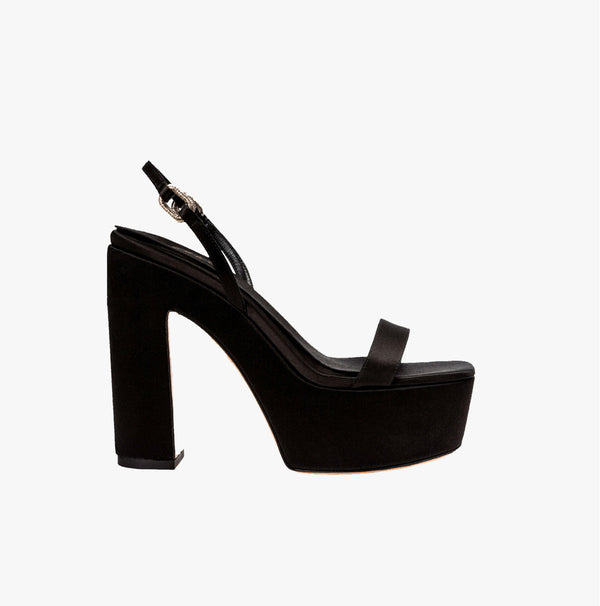 serena uziyel Catena Notte Black Platform Slingback Sandal Platforms
