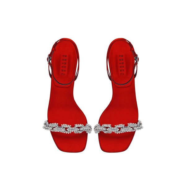 Serena Uziyel Catena Notte Red Ankle Cross Sandal High-Heels