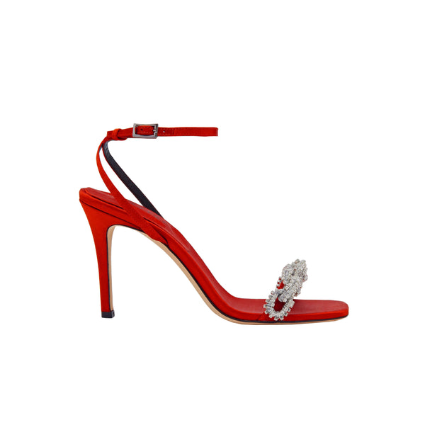 serena uziyel Catena Notte Red Ankle Cross Sandal High-Heels