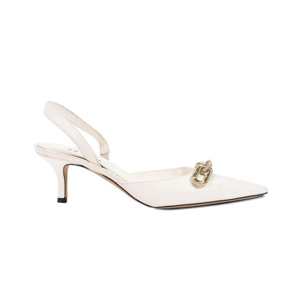 serena uziyel Catena Off White Slingback Mid-Heel Mule Pump Mid-Heels