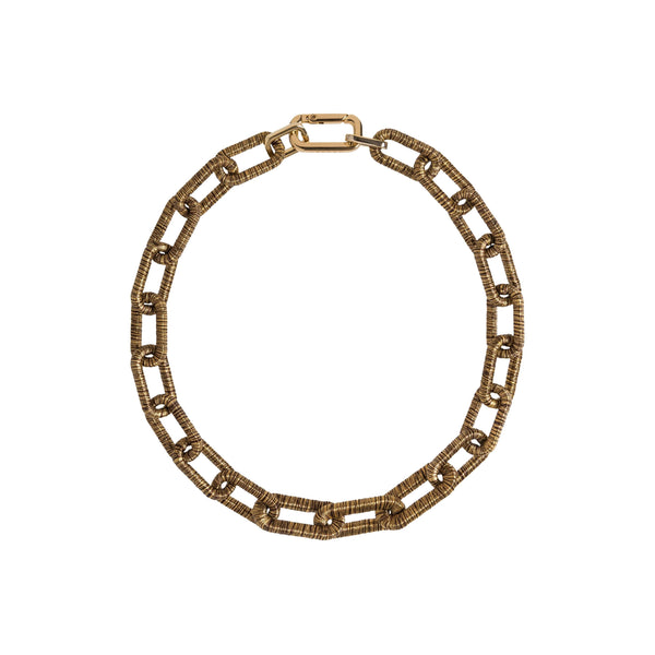 serena uziyel Catena Rectangular Necklace Antique Gold Necklace