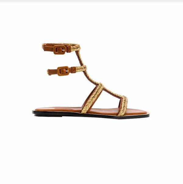 serena uziyel Darcia Camello Flat Gladiator Sandal Flats