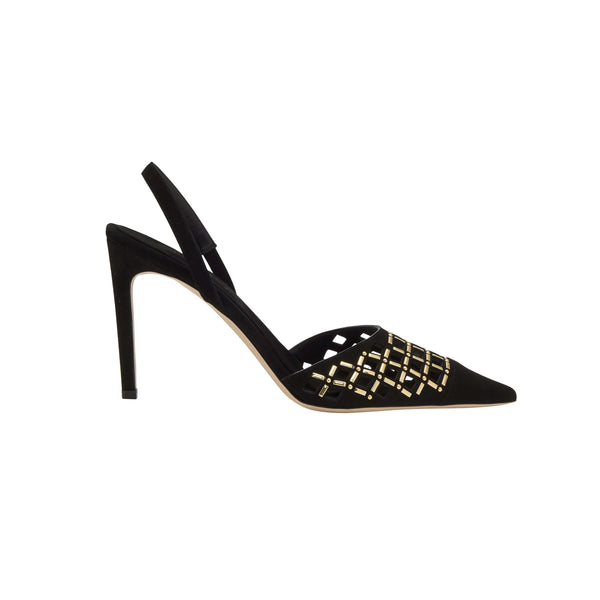 serena uziyel Elora Black High-Heel Slingback Pump High-Heels
