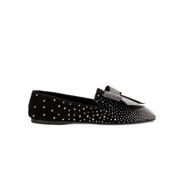 serena uziyel Fiocco Black Stud Flat Moccasin Moccasin