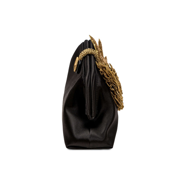 Serena Uziyel Fiora Black & Gold Pouch Bag Pouch Bags